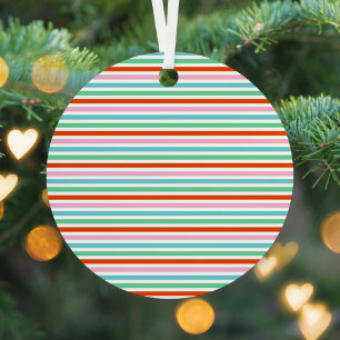 Stripe patroon   Moderne kleurrijke kerstkaf Metalen Ornament