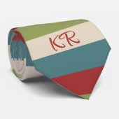  Stripe Patroon Red Green Blue Initialen Stropdas (Opgerold)