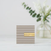 Stripe Pattern Glitter Pewter Square Visitekaartje (Staand voorkant)