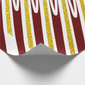 Stripe Pattern Gold Glitter Dark Red Burgundy Cool Cadeaupapier (Hoek)
