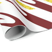 Stripe Pattern Gold Glitter Dark Red Burgundy Cool Cadeaupapier (Rol Hoek)