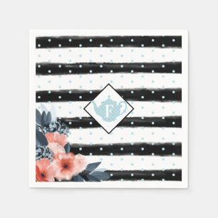 Stripe Polka Dot  Bloemen Tea Party Monogram Servet