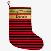 STRIPE Red Kerstmis stoppen GOLD DUBBELE SiDED Kleine Kerstsok (Voorkant)
