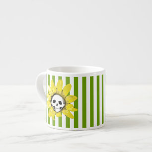 STRIPE Skull Sunflower Tiny Tea Cup Espresso Kop