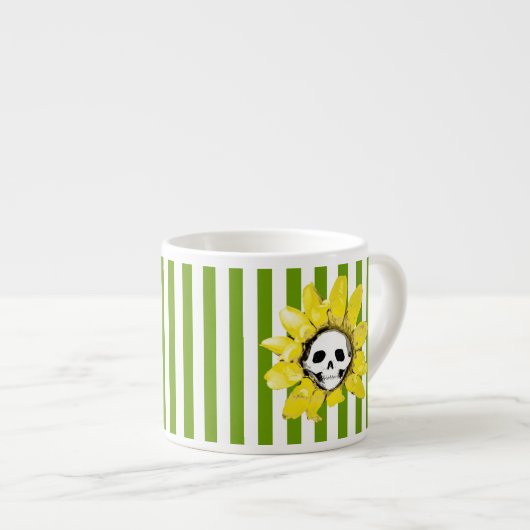 STRIPE Skull Sunflower Tiny Tea Cup Espresso Kop (Voorkant rechts)