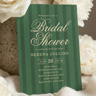 Stripe Vintage Green Bridal Shower Kaart