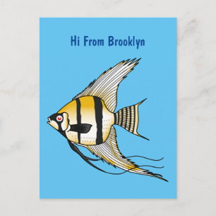 Striped angelfish cartoon illustratie briefkaart