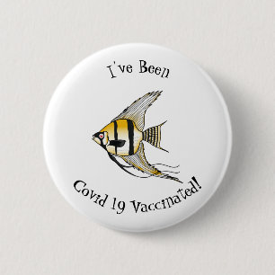 Striped angelfish cartoon illustratie ronde button 5,7 cm