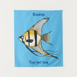 Striped angelfish cartoon illustratie wandkleed