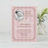 Striped Baptism Invitation (Bleek roze) Kaart (Staand voorkant)