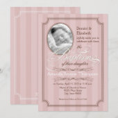 Striped Baptism Invitation (Bleek roze) Kaart (Voorkant / Achterkant)