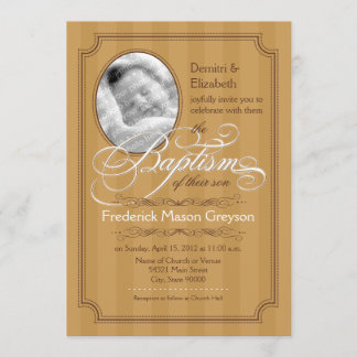Striped Baptism Invitation (pompoen) Kaart