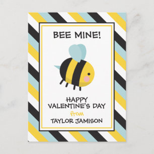 Striped Bee Mine Valentijnse klaslokaalkaarten Briefkaart