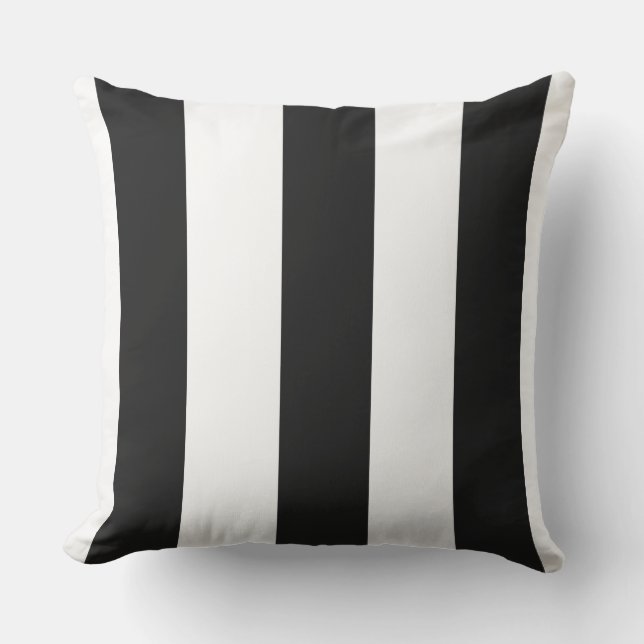 Striped Black and White Indoor Buitenkussen (Voorkant)