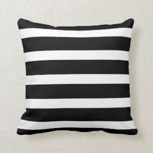 Striped Black en White Sierkussen