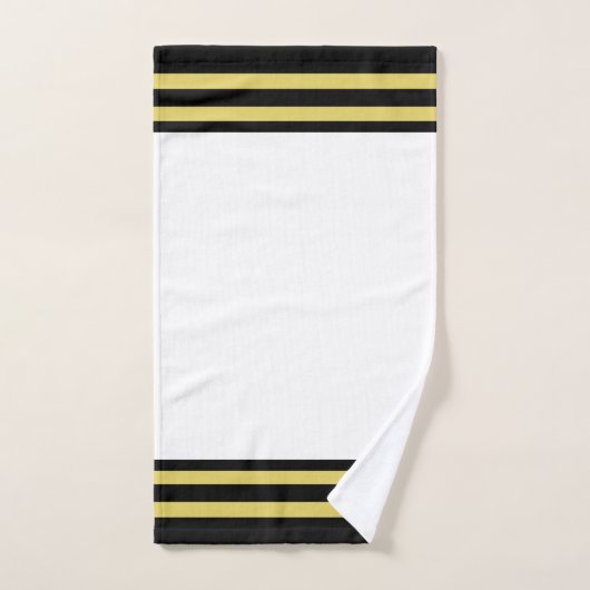 Striped Black & Golden on White Bath Towel Set Bad Handdoek (Handdoek)