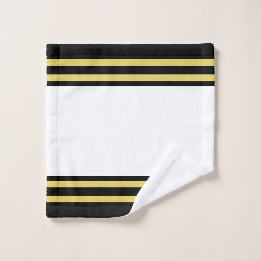 Striped Black & Golden on White Bath Towel Set Bad Handdoek (Wasdoekje)