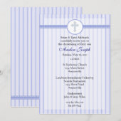 Striped Blue Cross Uitnodiging. Kaart (Voorkant / Achterkant)