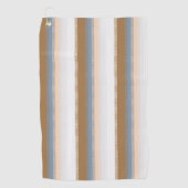 Striped Blue Grey Gold Beige Brown Tan Golfhanddoek (Voorkant)