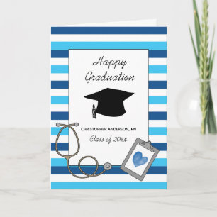 Striped Blue Nursing School Afstuderen Kaart