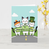 Striped Cats Holiday Card Kaart (Gele Bloem)