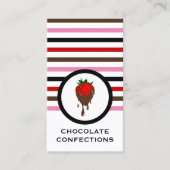 Striped Chic Chocolate Strawberry Visitekaartje (Voorkant)