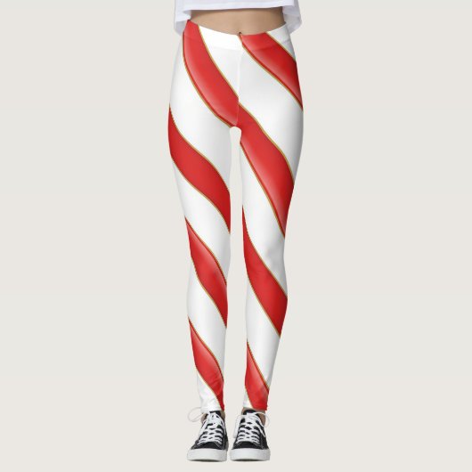 Striped Christmas Candy Cane Leggings (Devant)