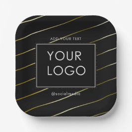 Striped Company Business Corporate Logo Black Papieren Bordje