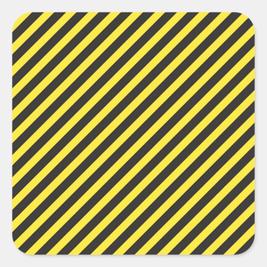 Striped Construction - Yellow & Black Diagonal Vierkante Sticker (Voorkant)