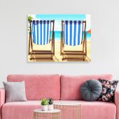 Striped deckchairs canvas print (Insitu (Woonkamer))
