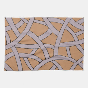 Striped design Bruin Paars Theedoek