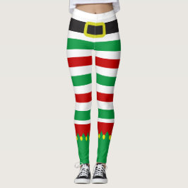 Striped Elf Green Red Kerstnieuwigheid Leggings