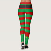 Striped Elf Green Red Novelty Kerstmis Leggings (Achterkant)