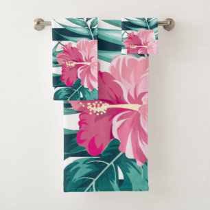 Striped Exotic Flowers zomerontwerp Bad Handdoek