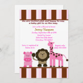 Striped Girl Safari Uitnodiging (Voorkant / Achterkant)