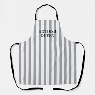 Striped Grey Hotdish Queen All-Over Print Apron Schort