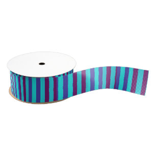 Striped Grosgrain lint:Blauw, Roze, Paarse strepen Grosgrain Lint