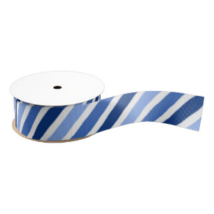 Striped Grosgrain lint:Blauwe en witte strepen Grosgrain Lint