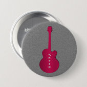 Striped Guitar Button, Hot Pink Ronde Button 7,6 Cm (Voorkant /achterkant)