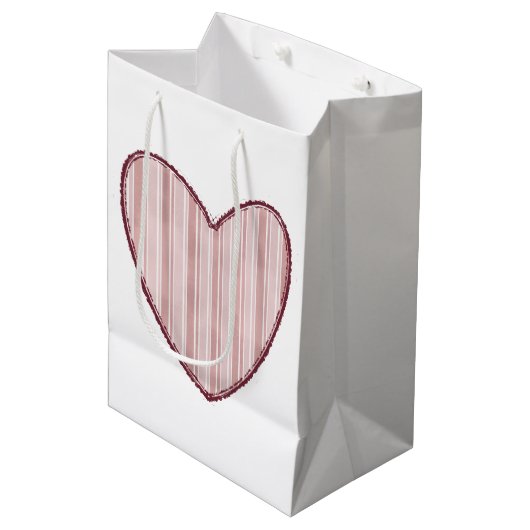 Striped Heart Medium Cadeauzakje (Voorkant Gekanteld)