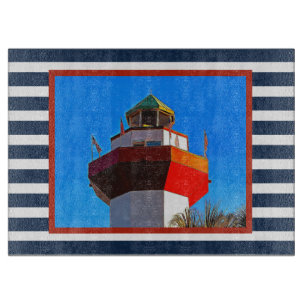 Striped Hilton Head Island Harbor Town Lighthouse Snijplank