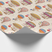 Striped Hot Air-ballonnen Cadeaupapier (Hoek)