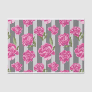 Striped Hot Pink Peony Seamless Patroon Tissuepapier