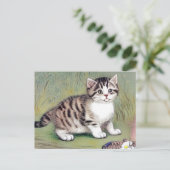 Striped Kitten Illustratie Briefkaart (Staand voorkant)