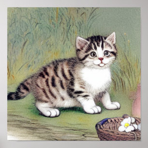  Striped Kitten Illustratie Poster