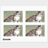  Striped Kitten Illustratie Rechthoekige Sticker (Vel)