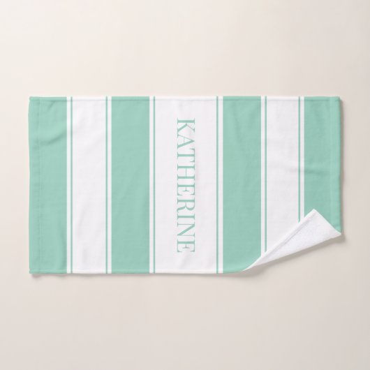 Striped Light Teal and White (Serviette à main)