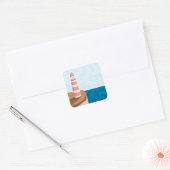 Striped Lighthouse Landscape Square Sticker