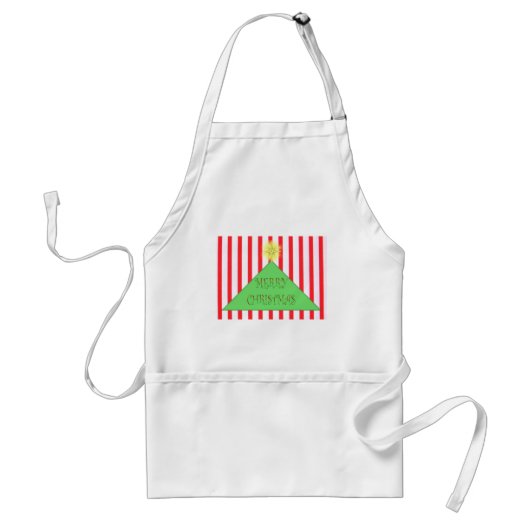 Striped Merry kerstboom Standaard Schort (Voorkant)