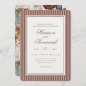 Striped Mocha Brown Espresso Rehearsal Dinner Kaart (Voorkant / Achterkant)